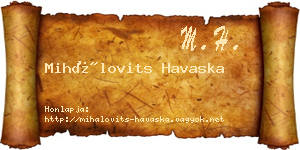 Mihálovits Havaska névjegykártya